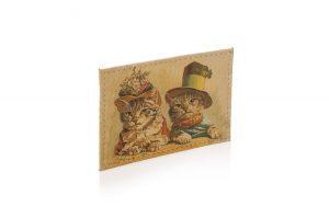 Обложка для одной карточки с принтом Eshemoda “Ретро коты”, натуральная кожа