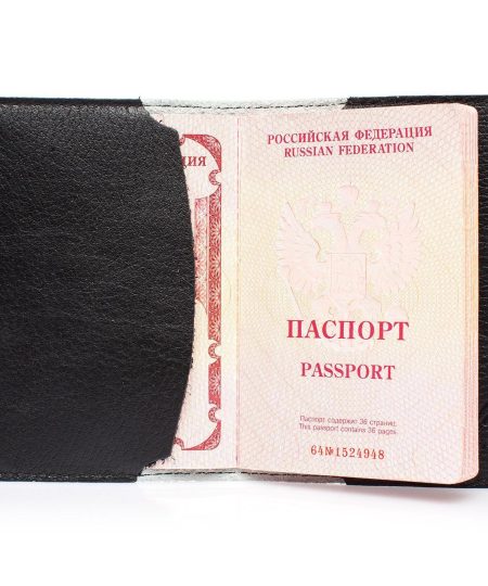 Обложка на паспорт с принтом Eshemoda "Полярная сова", натуральная кожа, цвет чёрный