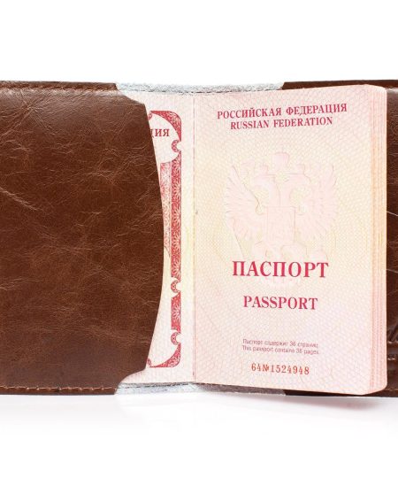 Обложка на паспорт с принтом Eshemoda "Опиум", натуральная кожа, цвет коричневый