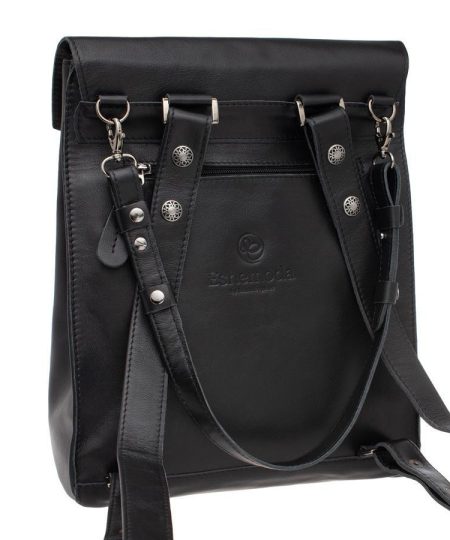 Сумка-рюкзак с принтом Eshemoda "Кубинец", натуральная кожа, цвет черный