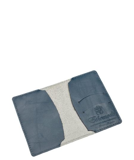 Обложка на паспорт с принтом Eshemoda "Кошка в венке", натуральная кожа, цвет синий