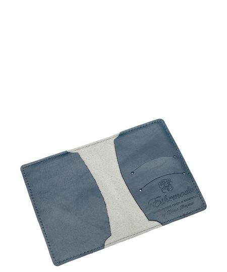 Обложка на паспорт с принтом Eshemoda "Франт", натуральная кожа, цвет синий