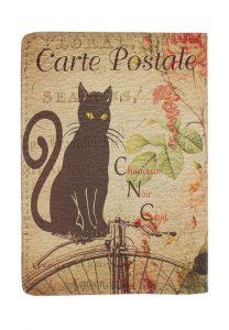 Обложка на паспорт с принтом Eshemoda “Черный кот”, натуральная кожа, цвет коричневый
