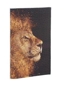 Обложка для 2-х карточек с принтом Eshemoda “Золотой лев”, натуральная кожа