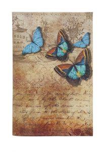 Обложка для 2-х карточек с принтом Eshemoda “Голубые бабочки”, натуральная кожа