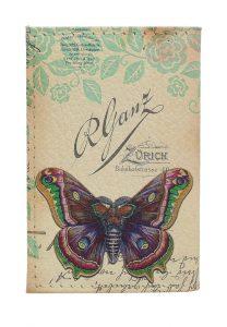 Обложка для 2-х карточек с принтом для Eshemoda “Винтажная бабочка”, натуральная кожа