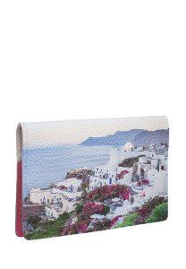 Обложка на паспорт с принтом Eshemoda “Морской городок”, натуральная кожа