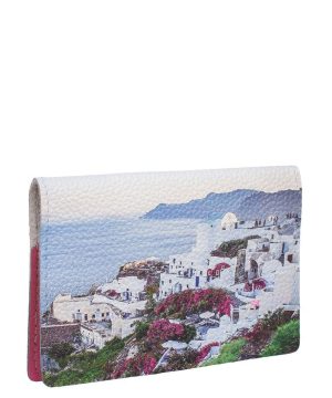 Обложка на паспорт с принтом Eshemoda "Морской городок", натуральная кожа