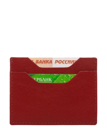 Кардхолдер с принтом Eshemoda "Кремль, Каменный мост", натуральная кожа, цвет красный