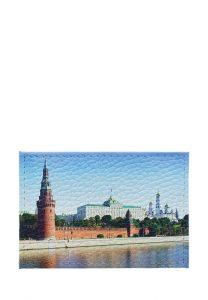 Обложка для карточки с принтом Eshemoda «Кремлёвская стена», натуральная кожа