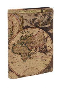 Обложка на паспорт с принтом Eshemoda «Карта ретро», натуральная кожа
