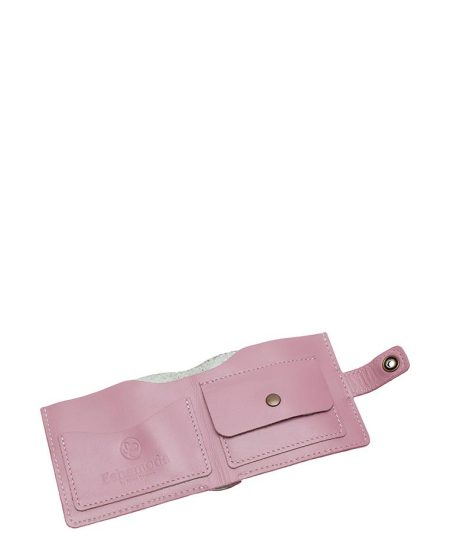 Портмоне Slim с принтом Eshemoda "Мышка-оберег", натуральная кожа , цвет розовый