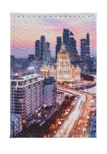 Обложка для карточки с принтом Eshemoda «Москва-Сити», натуральная кожа