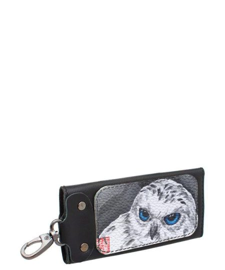 Ключница с принтом Eshemoda «Полярная сова», размер L, натуральная кожа, цвет чёрный