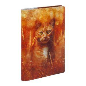 Обложка на паспорт с принтом Eshemoda “Рыжий кот”, натуральная кожа