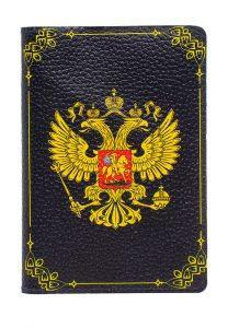 Обложка на паспорт с принтом Eshemoda “Герб Российской империи 4”, натуральная кожа