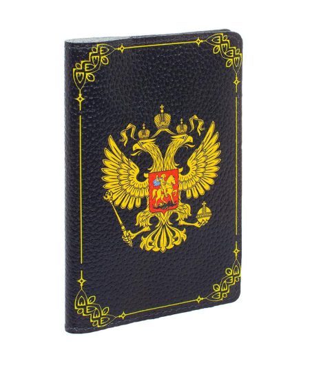 Обложка на паспорт с принтом Eshemoda "Герб Российской империи 4", натуральная кожа