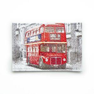 Обложка для одной карточки с принтом Eshemoda “Автобус Лондона”, натуральная кожа