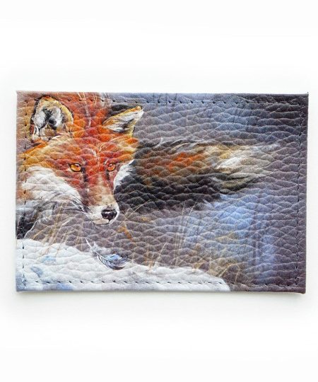 Обложка для одной карточки с принтом Eshemoda “Королевский фазан”, натуральная кожа