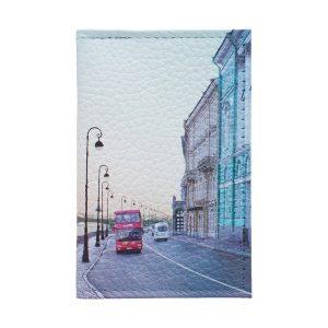 Обложка для 2-х карточек с принтом Eshemoda “Набережная Санкт-Петербурга”, натуральная кожа