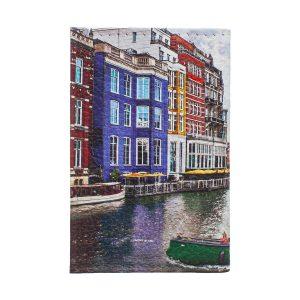 Обложка для 2-х карточек с принтом Eshemoda “Яркий Амстердам”, натуральная кожа
