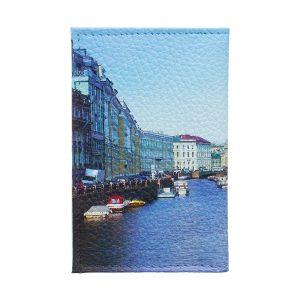 Обложка для 2-х карточек с принтом Eshemoda “Экскурсия по Санкт-Петербургу”, натуральная кожа