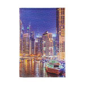 Обложка для 2-х карточек с принтом Eshemoda “Дубай”, натуральная кожа