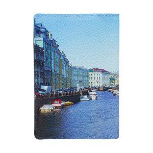 Обложка на паспорт с принтом Eshemoda “Экскурсия по Санкт-Петербургу”, натуральная кожа