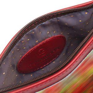 Косметичка с принтом Eshemoda “Цветочное настроение”, размер L, натуральная кожа, цвет красный