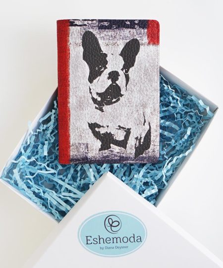 Обложка на паспорт с принтом Eshemoda "Собака в стиле Гранж", натуральная кожа