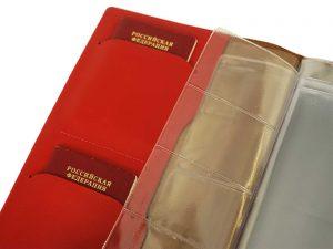 Папка для семейных документов с принтом Eshemoda “Цветочное настроение”, Формат А4, натуральная кожа, цвет красный