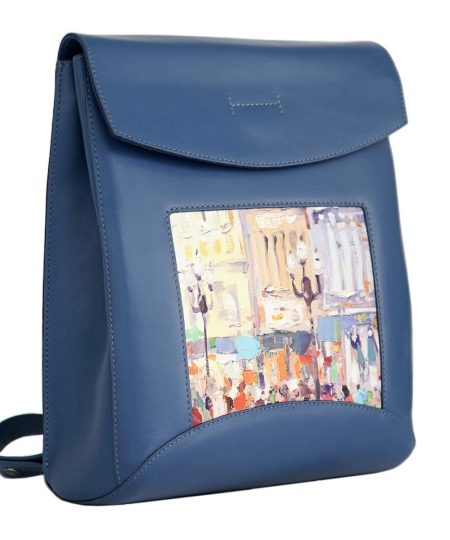 Сумка-рюкзак "Час пик в мегаполисе", цвет синий светлый