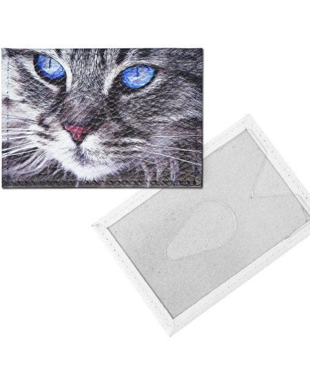 Обложка для одной карточки с принтом Eshemoda “Тигровый кот”, натуральная кожа