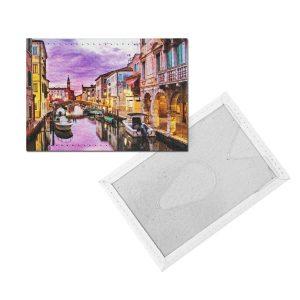 Обложка для одной карточки с принтом Eshemoda “Вечерний канал Венеции”, натуральная кожа