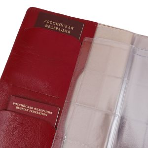 Папка для семейных документов с принтом Eshemoda “Ретро Париж”, Формат А4, натуральная кожа, цвет красный