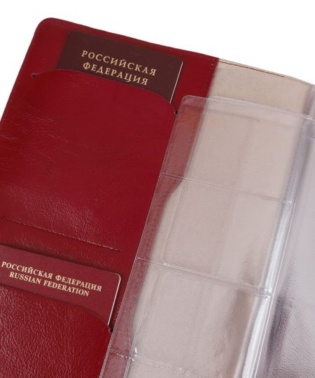 Папка для семейных документов с принтом Eshemoda "Ретро Париж", Формат А4, натуральная кожа, цвет красный