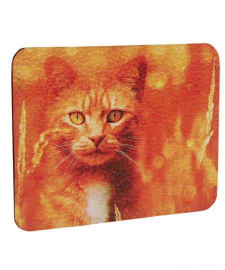 Кардхолдер с принтом Eshemoda "Рыжий кот", натуральная кожа, цвет коричневый