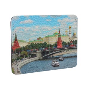 Кардхолдер с принтом Eshemoda “Кремль. Каменный мост”, натуральная кожа, цвет черный