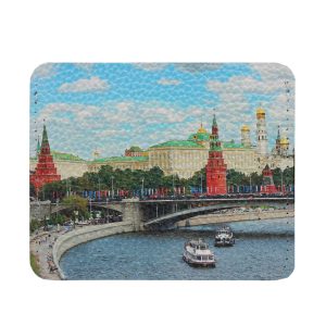 Кардхолдер с принтом Eshemoda “Кремль. Каменный мост”, натуральная кожа, цвет черный