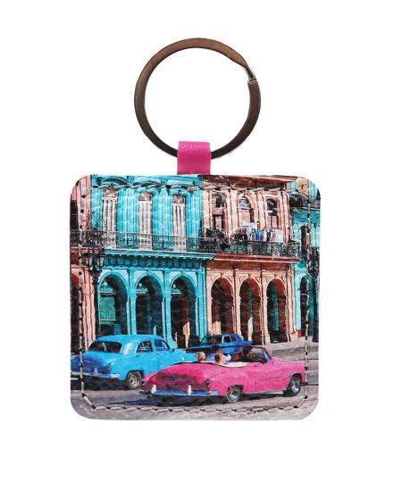 Брелок с принтом Eshemoda «Улица Кубы», цвет фуксия