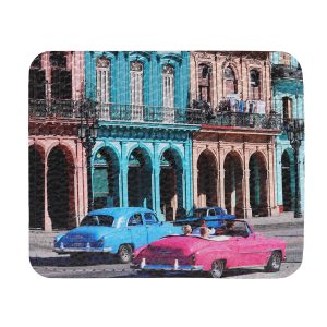 Кардхолдер с принтом Eshemoda “Улица Кубы”, натуральная кожа, цвет фуксия
