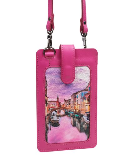 Сумочка для телефона Eshemoda с принтом «Вечер в Венеции», цвет фуксия