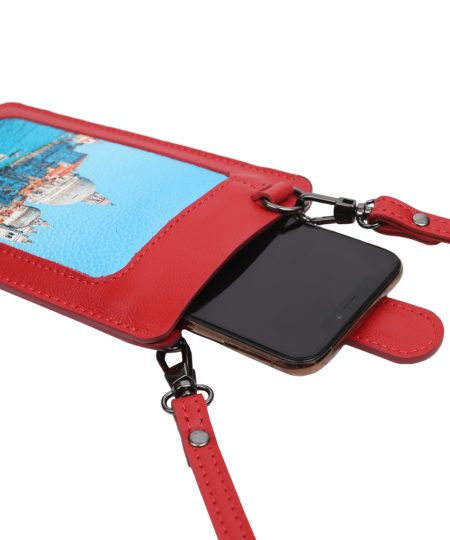 Сумочка для телефона Eshemoda с принтом «Венеция. Центральный канал», цвет красный