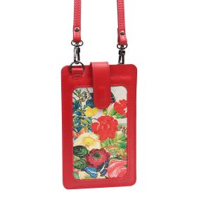 Сумочка для телефона Eshemoda с принтом «Цветочное настроение», цвет красный