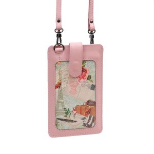 Сумочка для телефона Eshemoda с принтом «В Париж», цвет розовый