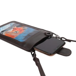 Сумочка для телефона Eshemoda с принтом «Королевский фазан», цвет коричневый