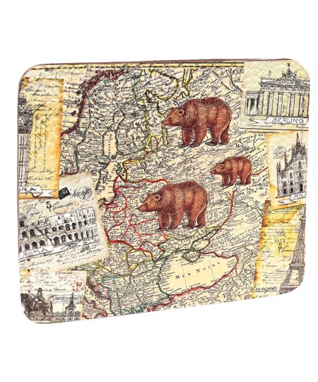 Кардхолдер с принтом Eshemoda "Карта мира", натуральная кожа, цвет коричневый