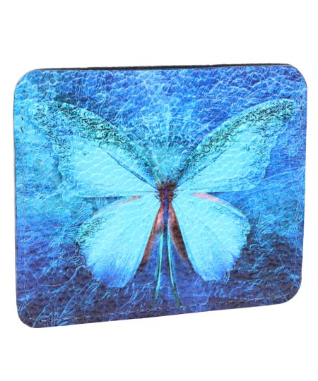 Кардхолдер с принтом Eshemoda "Бабочка кружево", натуральная кожа, цвет синий