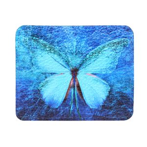 Кардхолдер с принтом Eshemoda “Бабочка кружево”, натуральная кожа, цвет синий