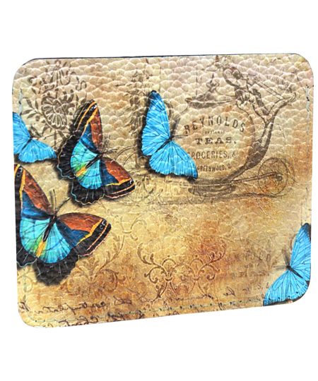 Кардхолдер с принтом Eshemoda "Голубые бабочки", натуральная кожа, цвет синий
